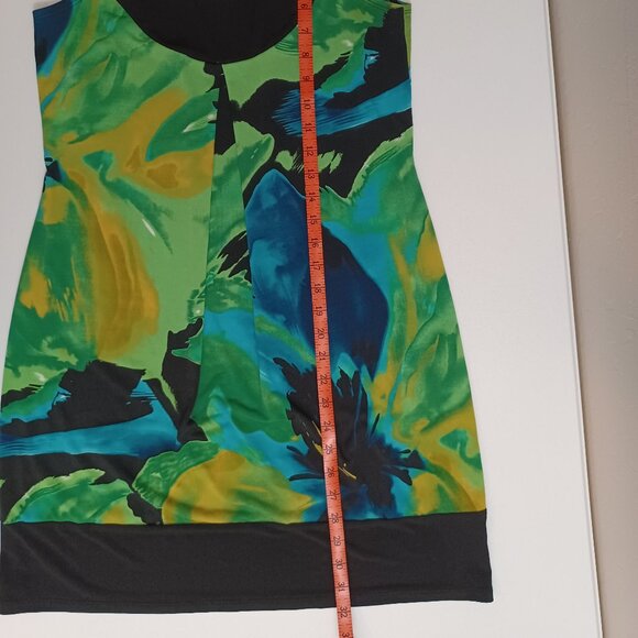 Women's Enfocus Studio Green/Blue/Black Forest Colors Midi Dress Size 4 - Picture 8 of 9